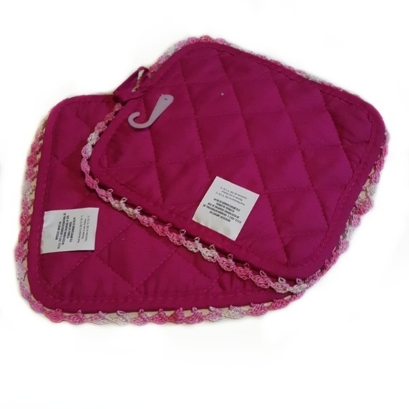 Pink Hanging Potholder Square Set-Handmade  - Picture 4 of 5